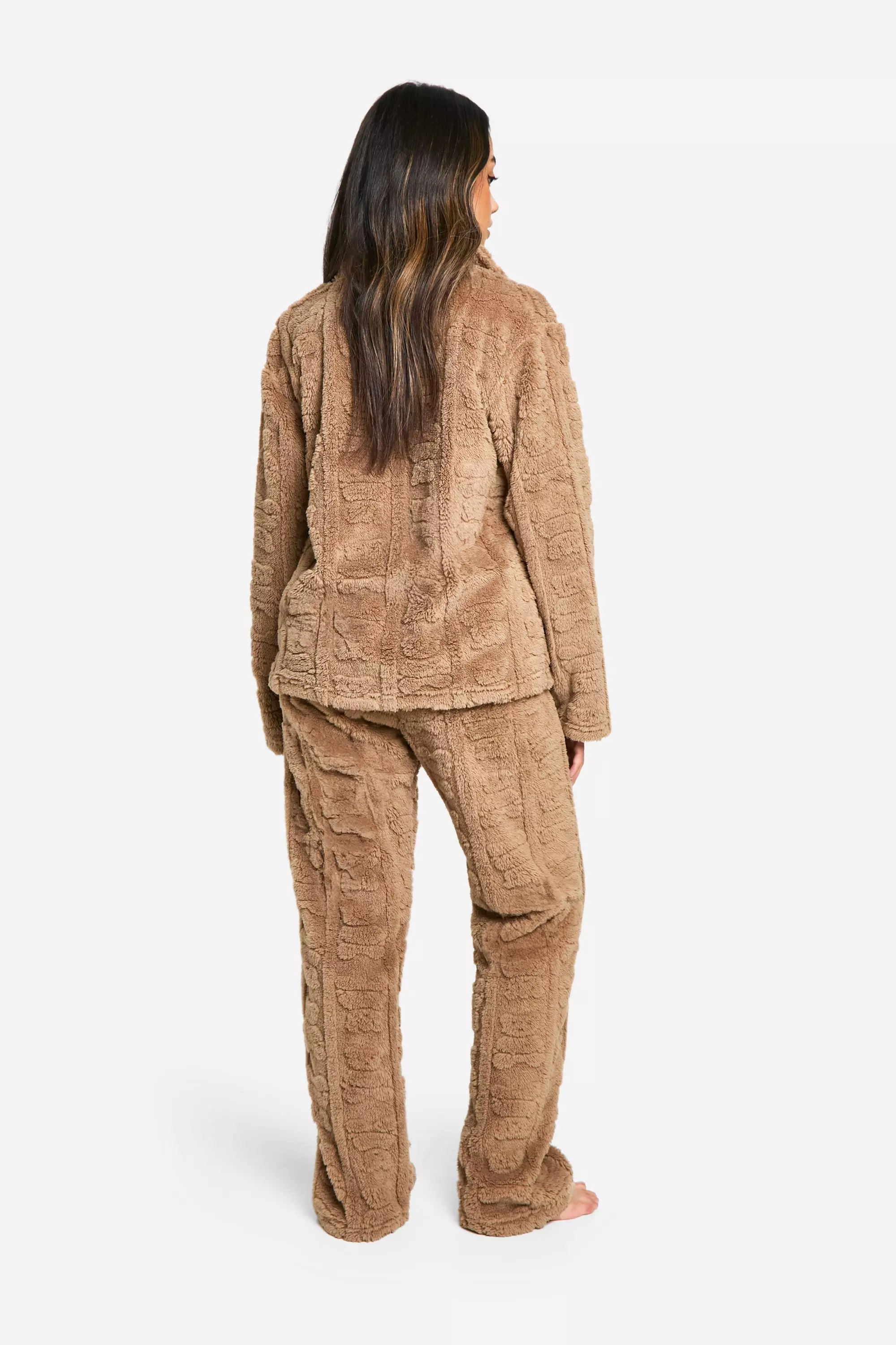 Brown Bear Embossed Button Up Fleece Pj Set alternative image