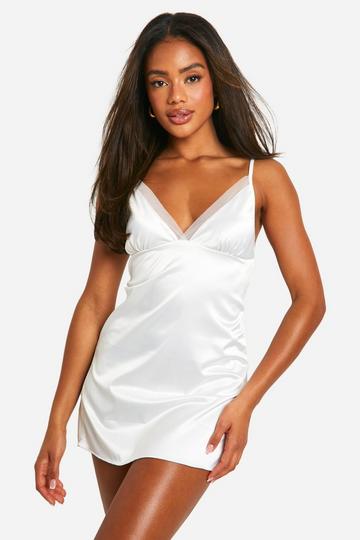 Lace Trim Bridal Chemise white