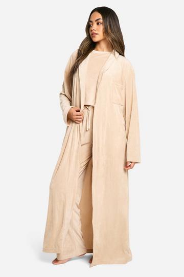 Geribbelde Fleece Ochtendjas mocha