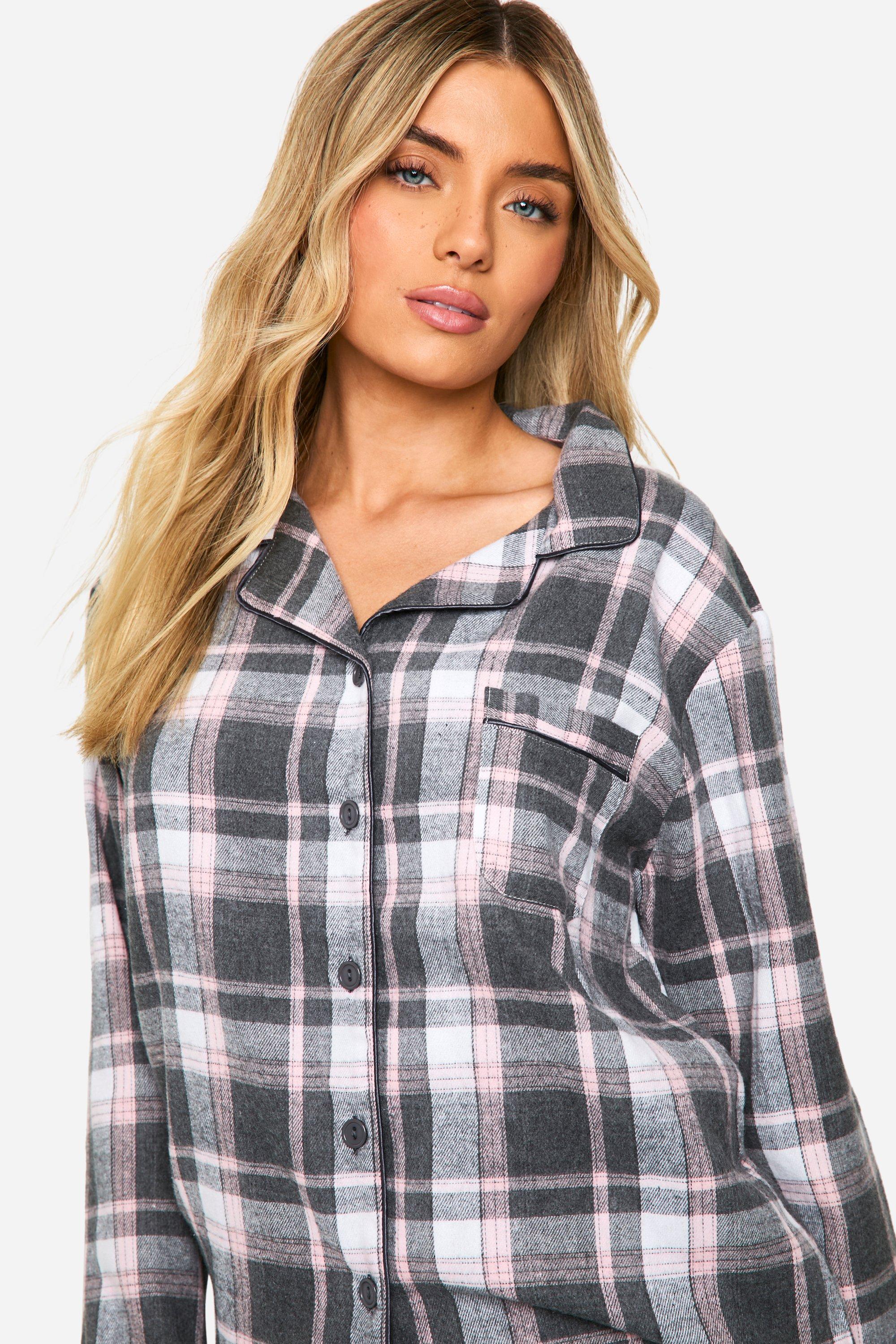 Check Flannel Short Pyjama Set boohoo UK