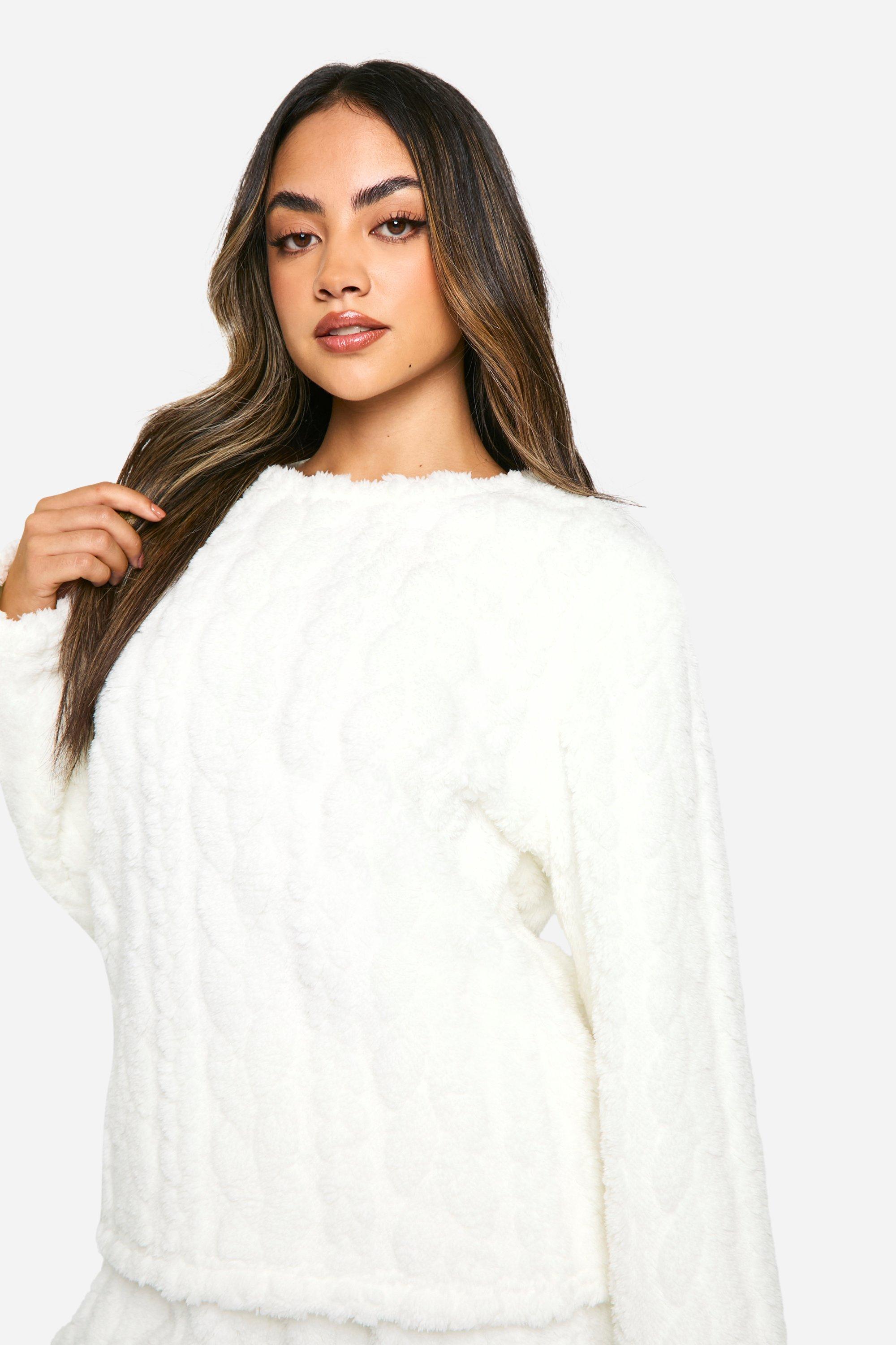 Cable Knit Fleece Sweat And Trouser Lounge Set