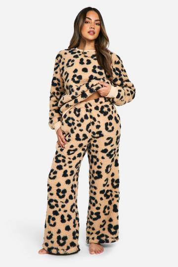 Multi Leopard Jumper And Wide Leg Lounge Set