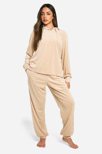 Rib Fleece Hoody And Jogger Set mocha