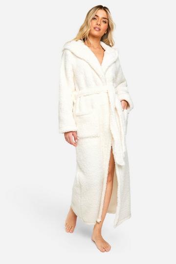 Fluffy Fleece Dressing Gown cream