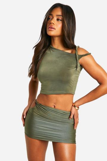 Asymmetric Knot Side Skirt olive