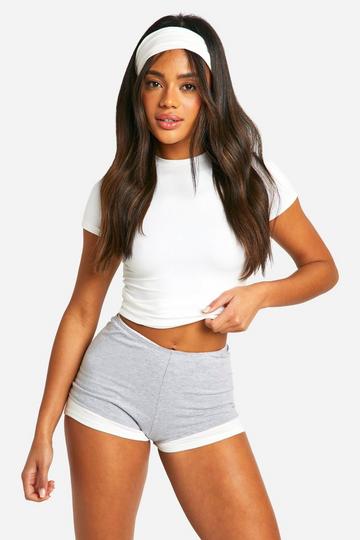 Double Layer Contrast Booty Short grey