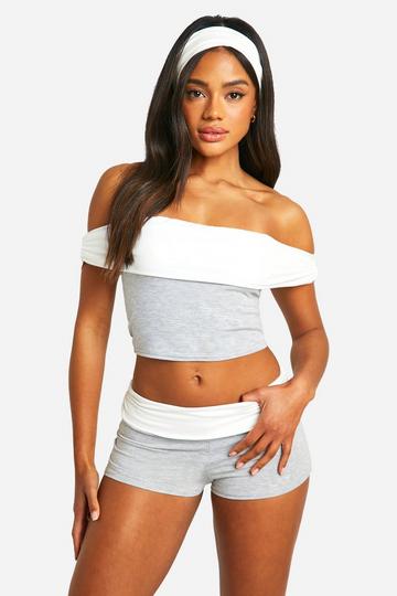 Fold Over Tube Top grey