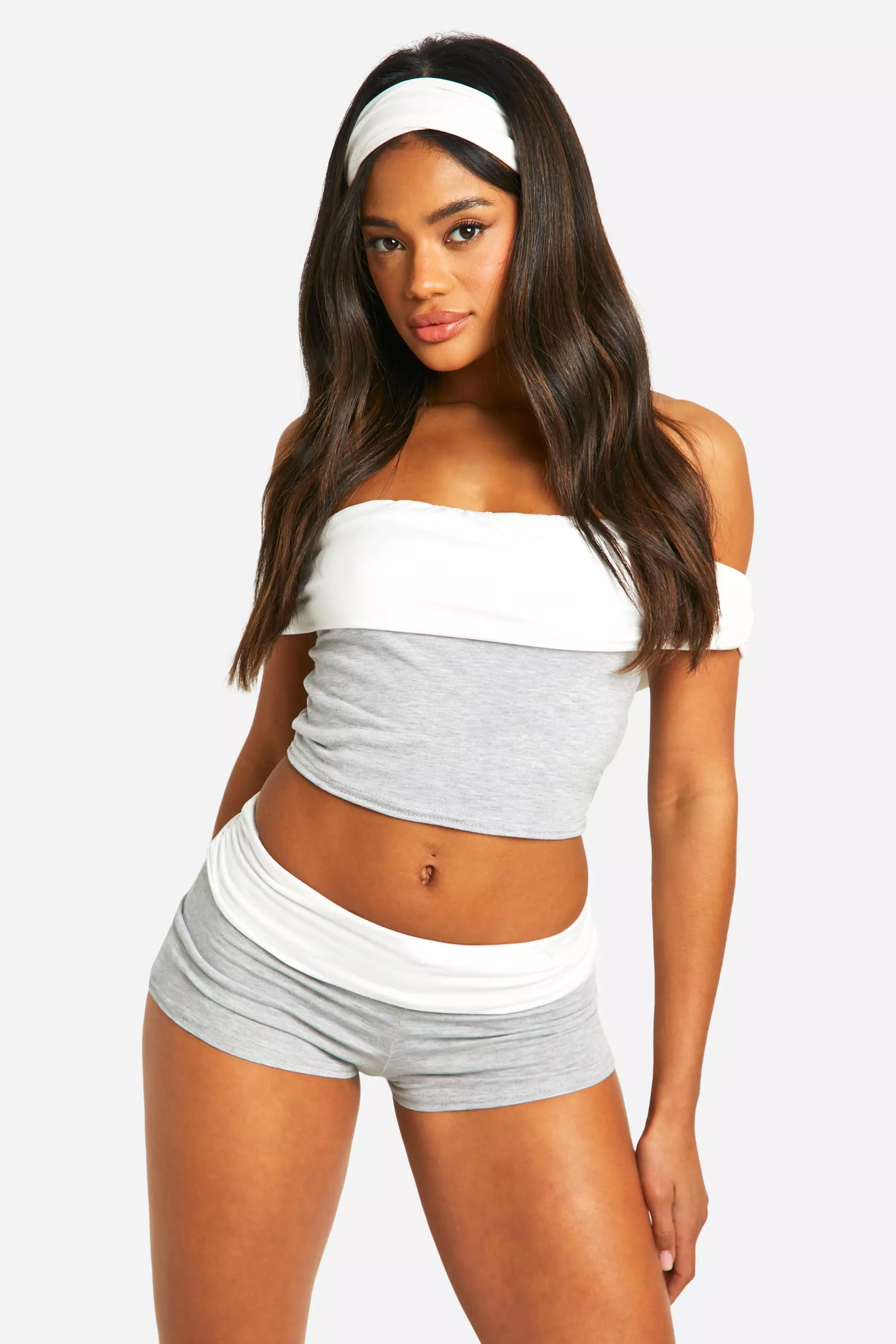 Grey Fold Over Booty Short alternative image