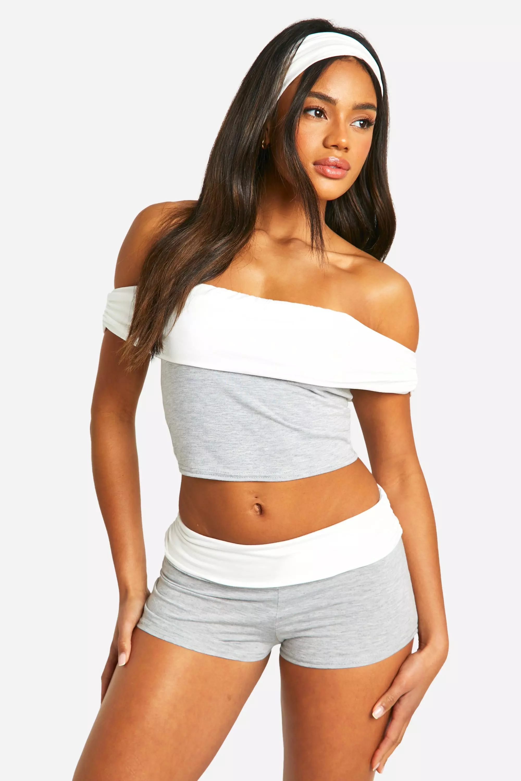 Grey Fold Over Booty Short alternative image
