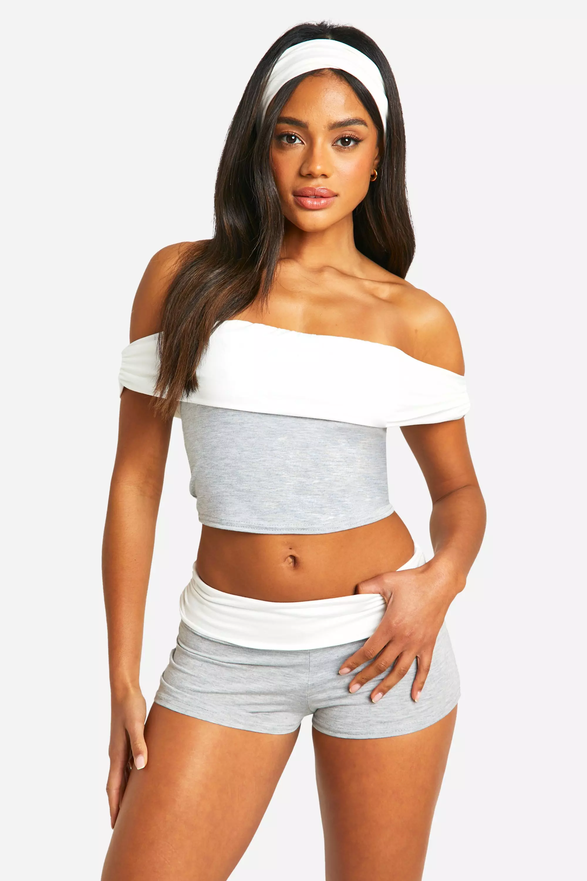Grey Fold Over Booty Short alternative image