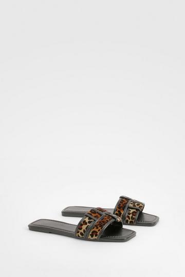 Multi Leopard Woven Front Sandal