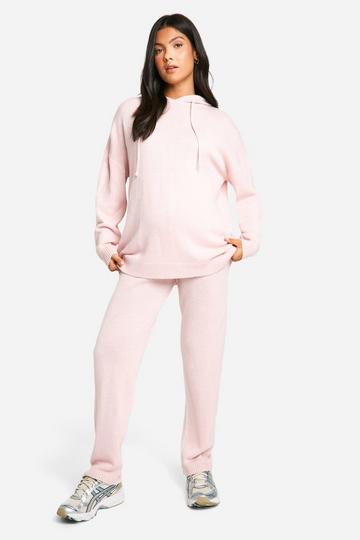 Maternity Soft Knit Hoodie & Trouser Co-ord pale pink