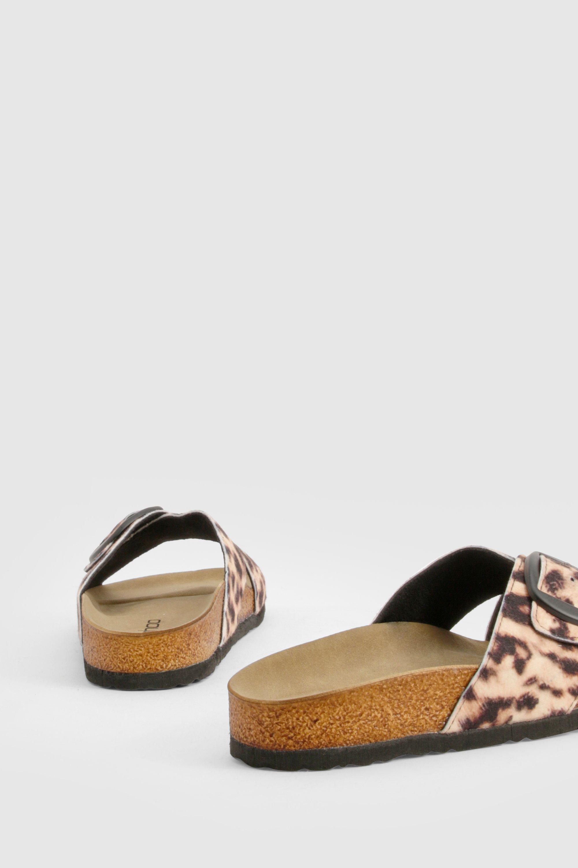 Leopard Print Cross Strap Footbed Sandals boohoo IE