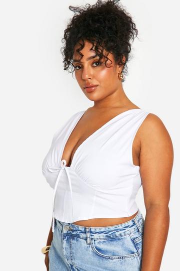 White Plus Plunge Bengaline Corset Top