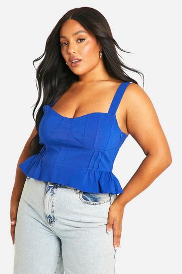 Plus Peplum Hem Corset Top cobalt