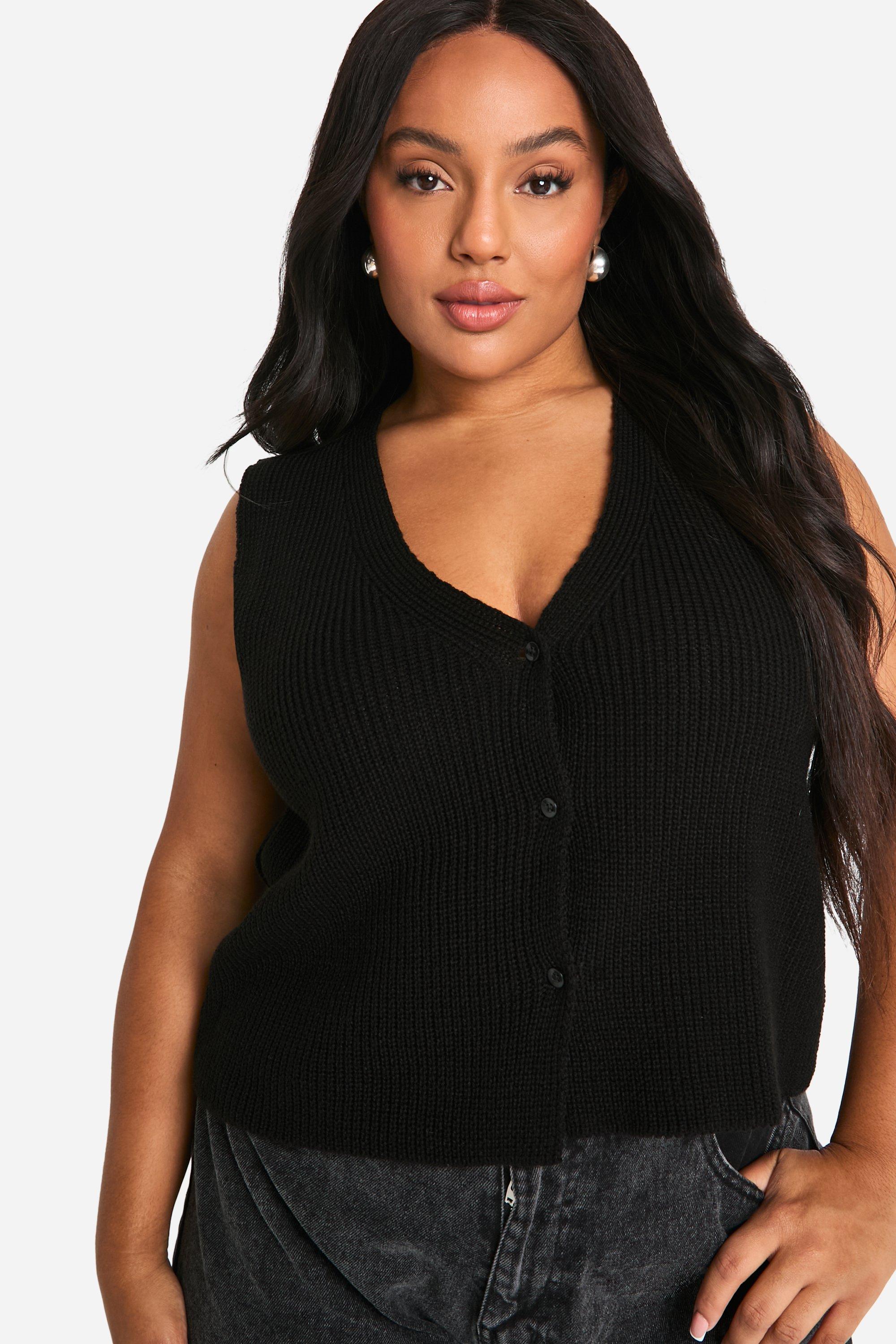 Grande taille Gilet court sans manches