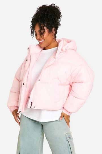 Plus Hooded Puffer Jacket baby pink