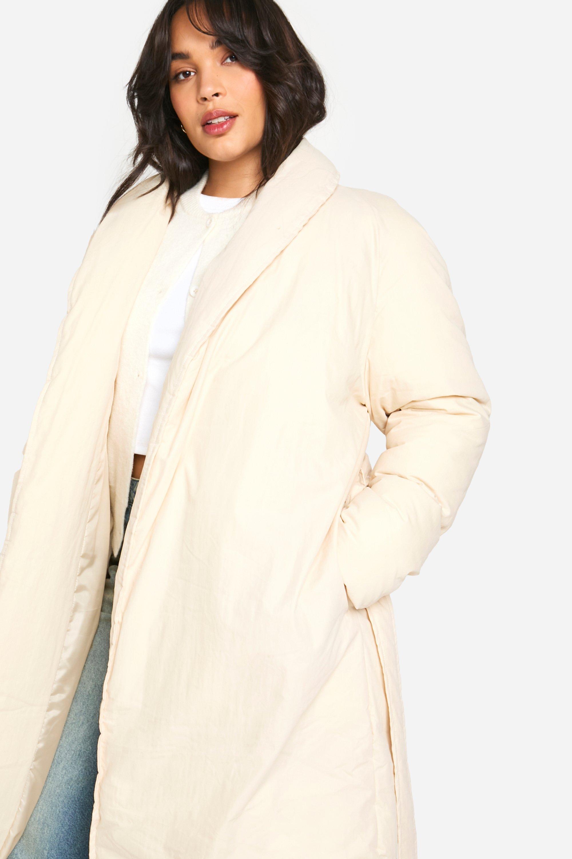 Plus Belted Duvet Puffer Coat boohoo