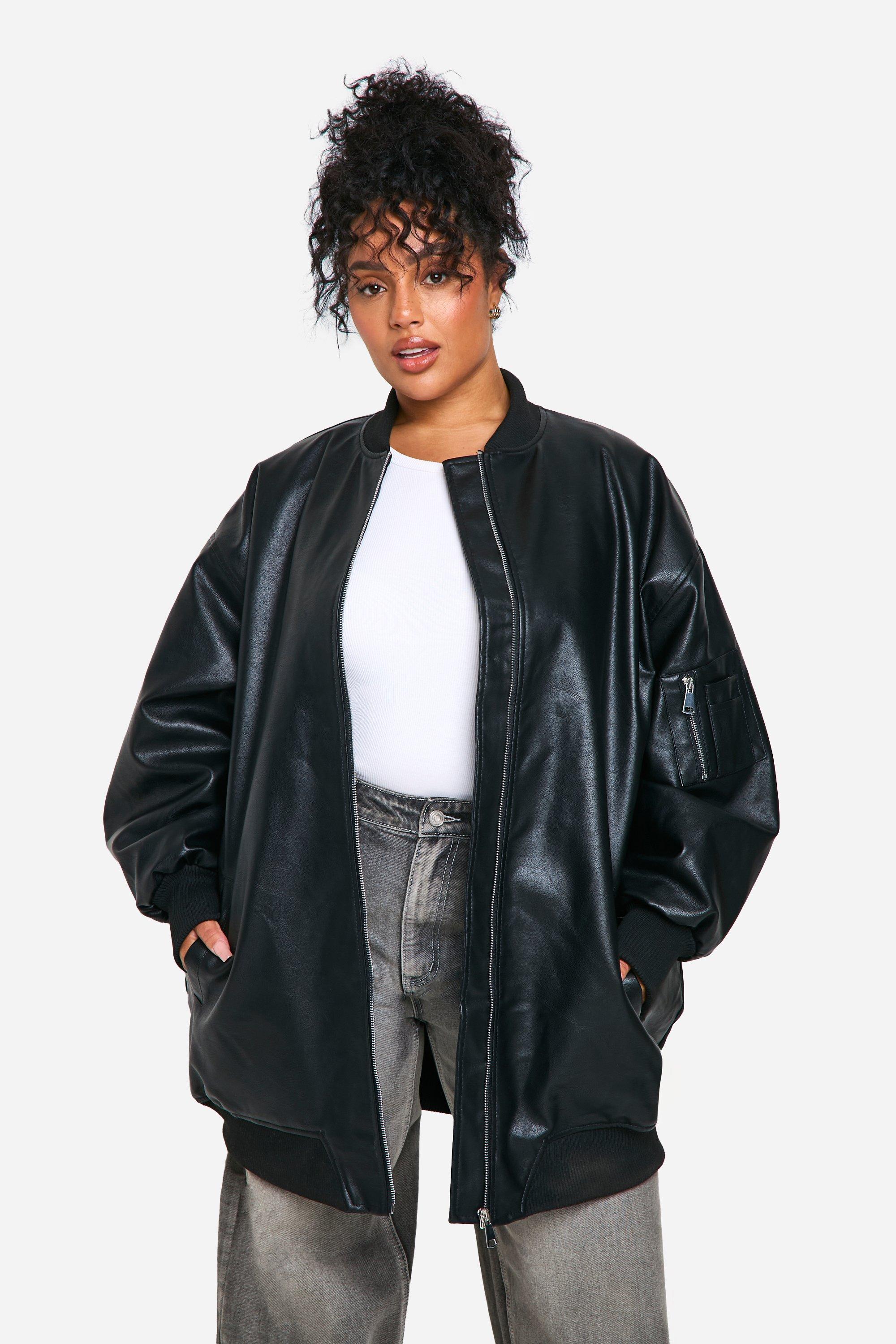 Plus Longline Oversized Bomber Jacket boohoo