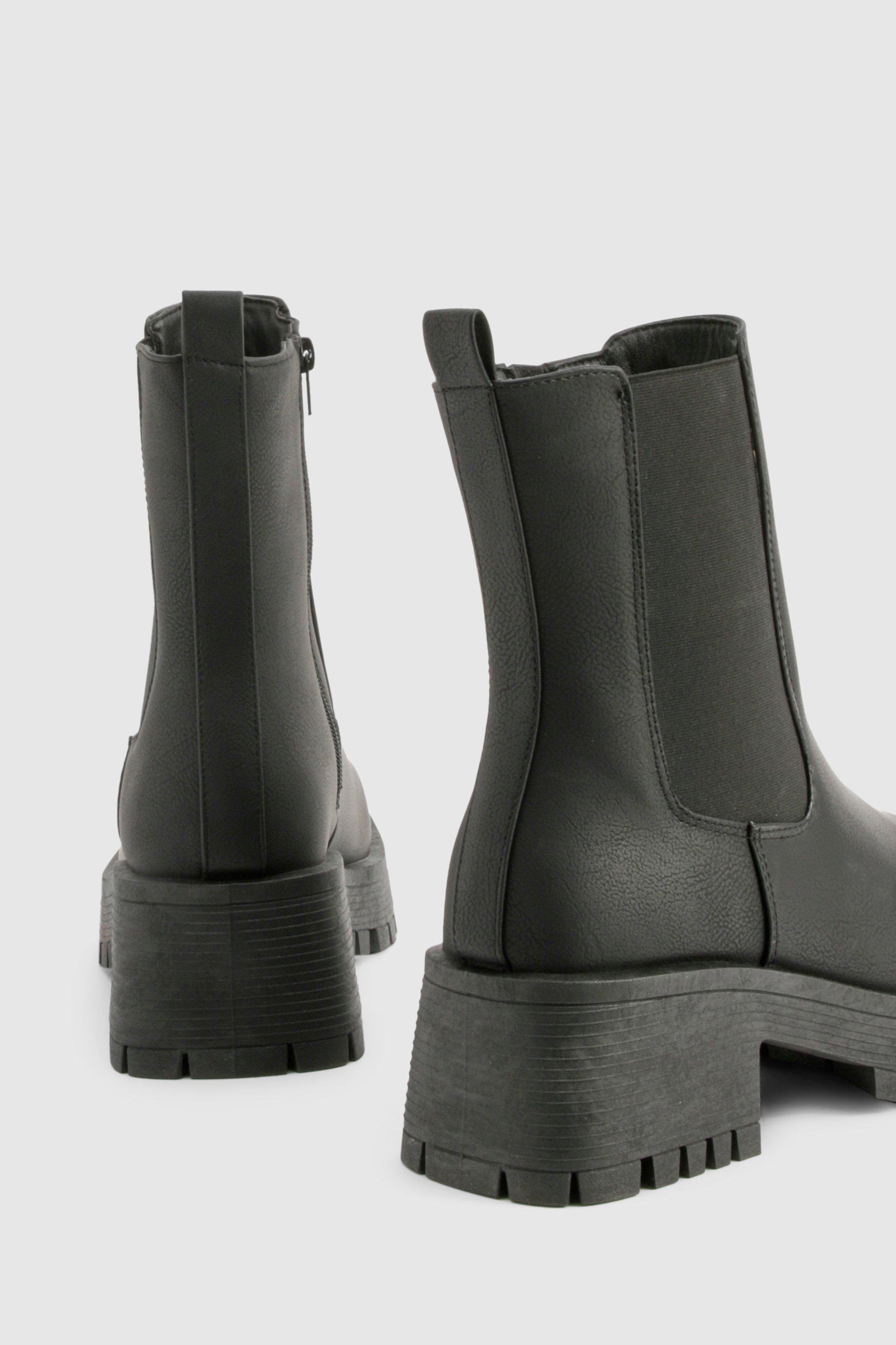 Cleated Sole Chunky Chelsea Boots