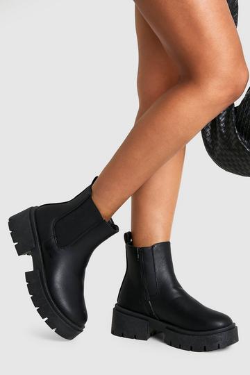 Chunky Sole Elastic Insert Chelsea Boots black