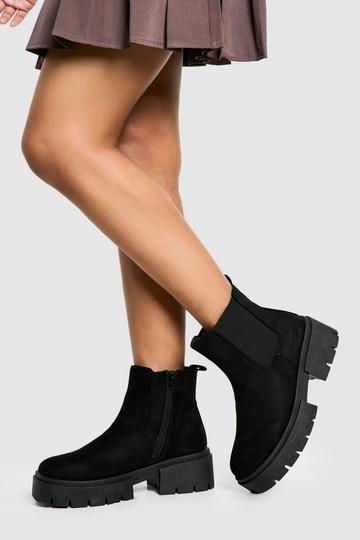 Chunky Sole Elastic Insert Chelsea Boots black