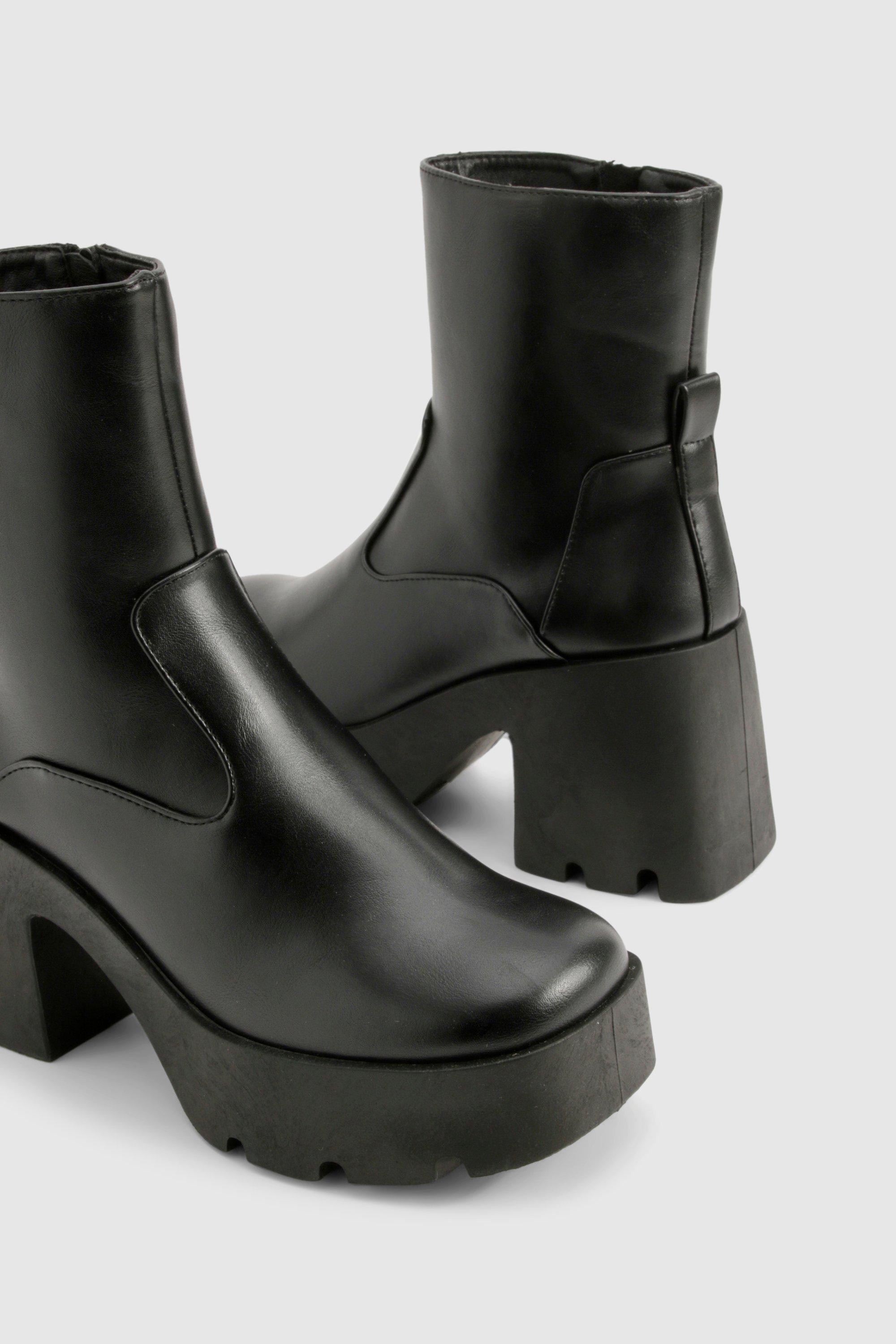 Black leather sock ankle boots shop