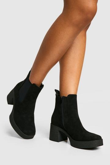 Block Heeled Chelsea Ankle Boot black