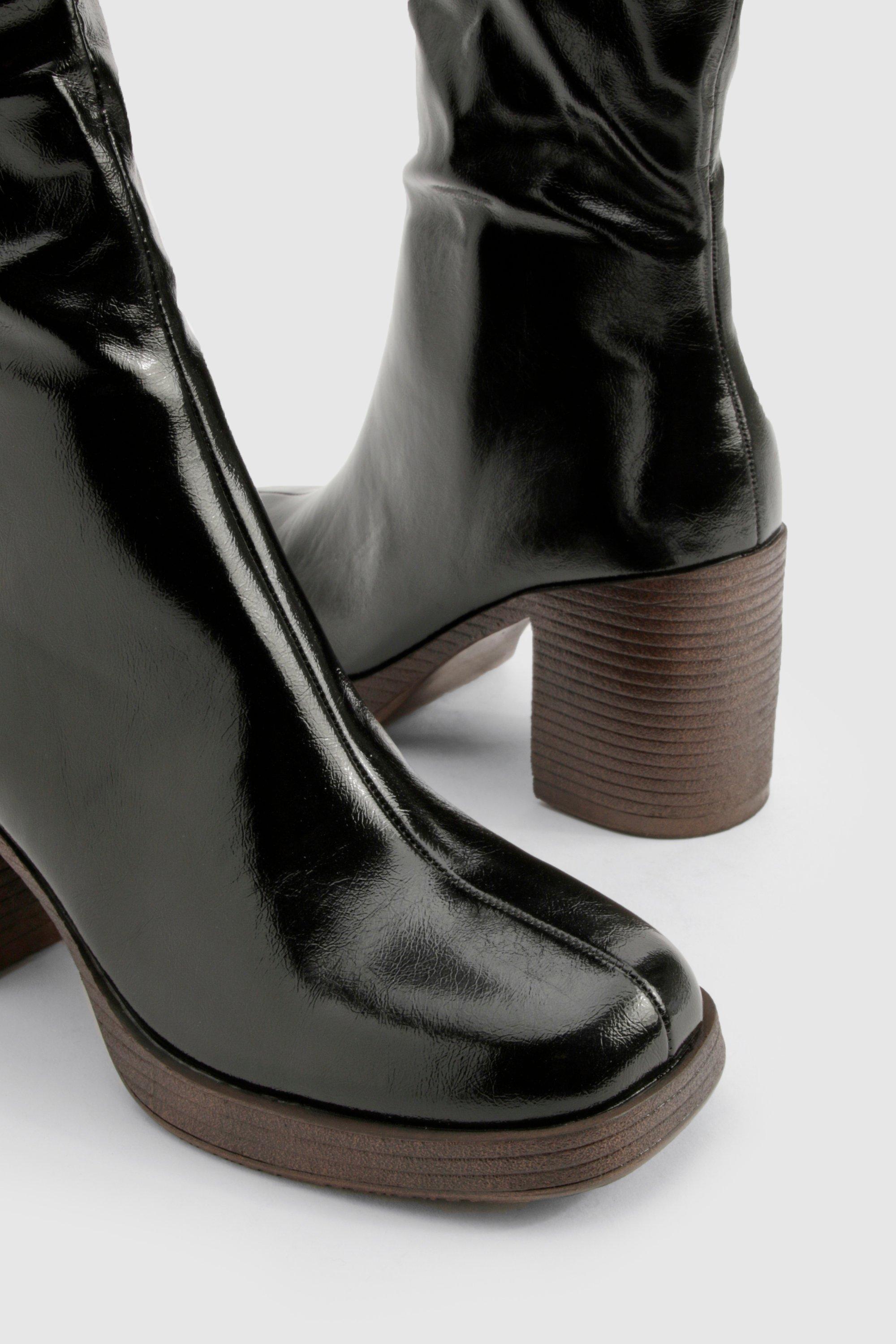 Boohoo patent boots on sale