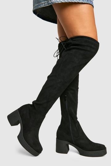 Tie Detail Over The Knee Boots black