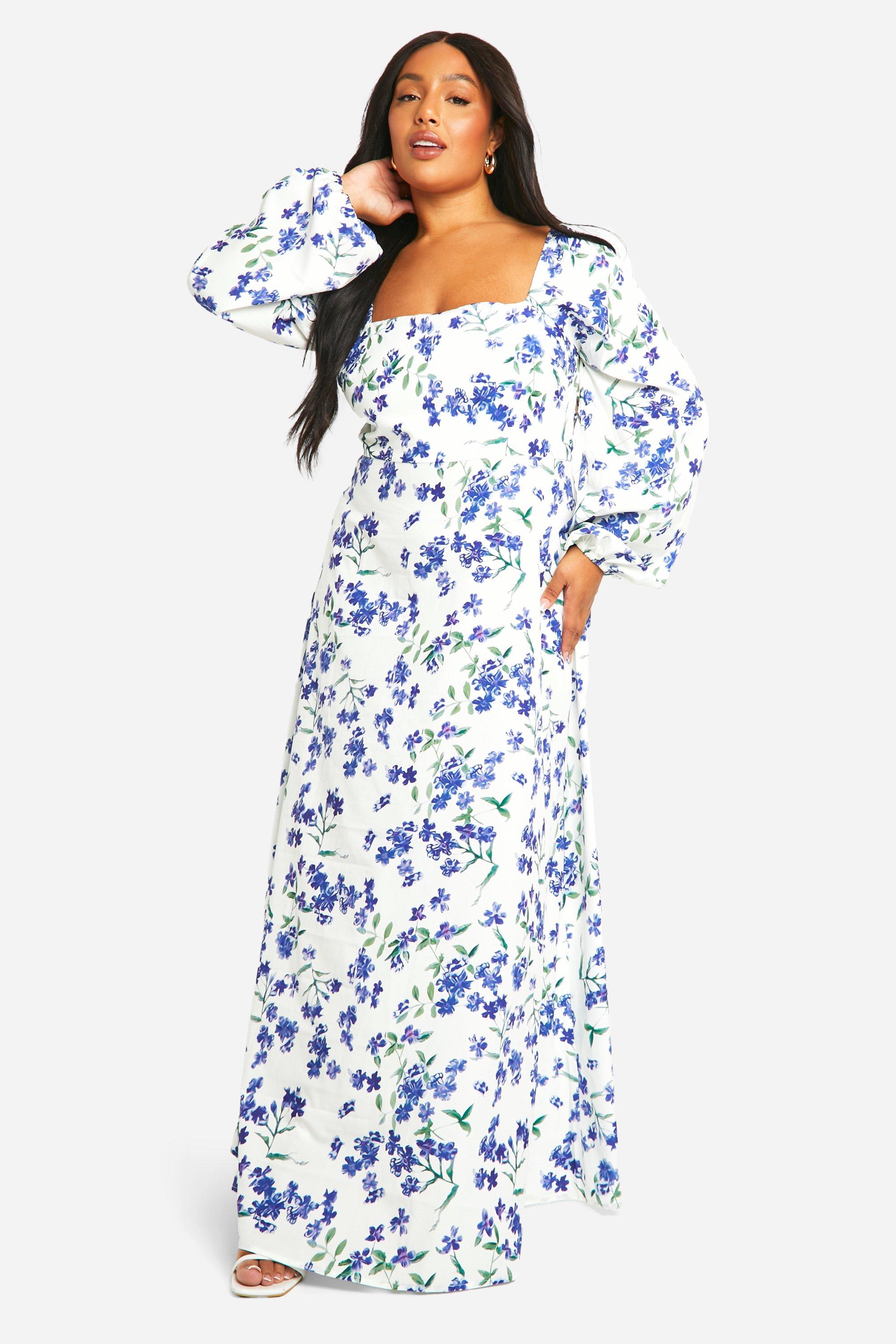 Plus Ditsy Floral Tie Back Detail Maxi Dress | boohoo USA