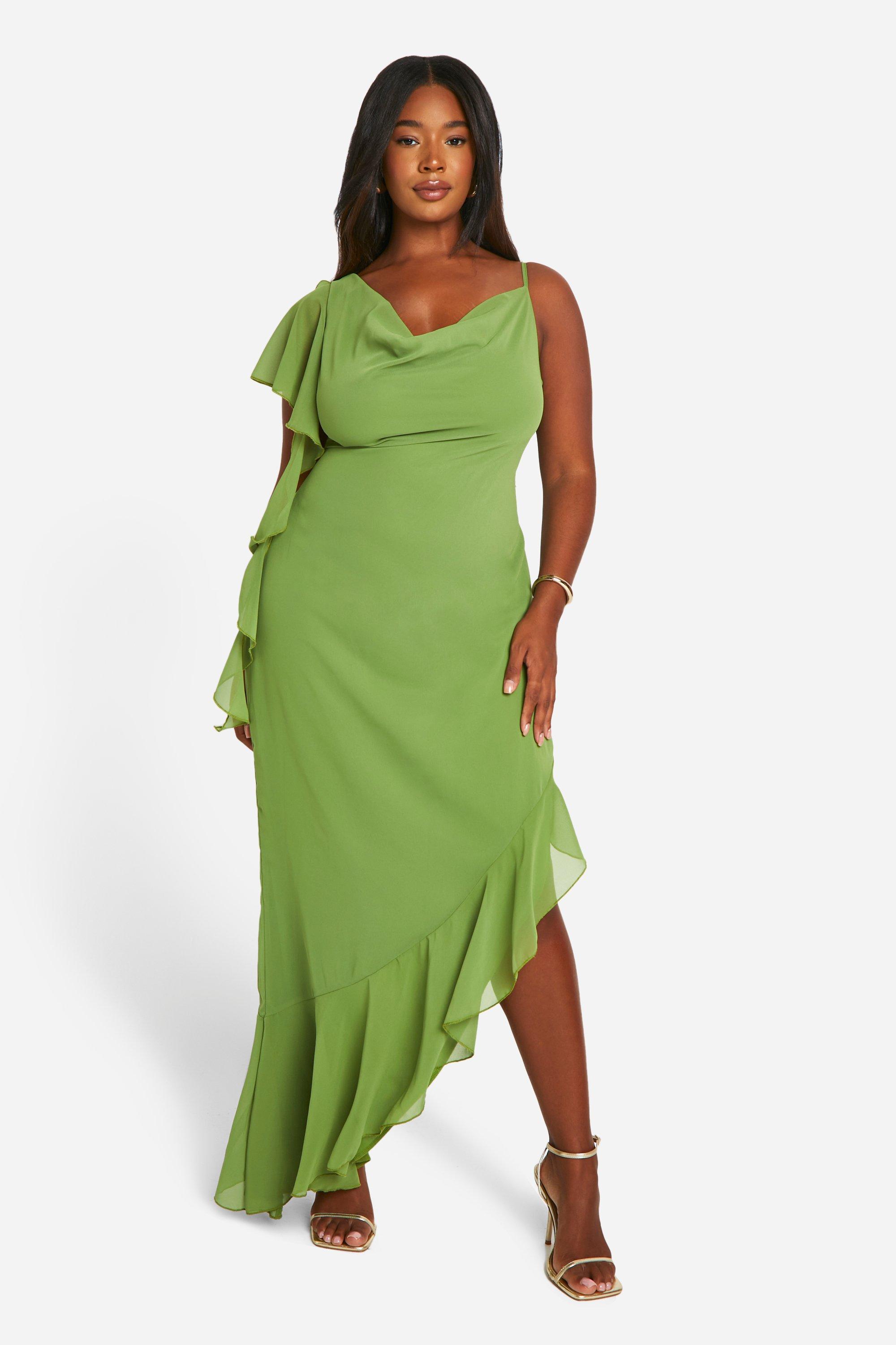 Grande taille Robe longue en mousseline de soie a col benitier