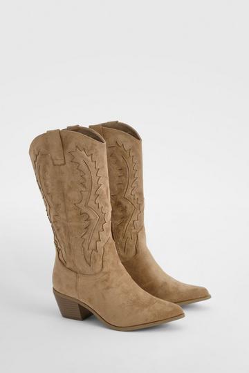 Embroidered Western Cowboy Boots camel