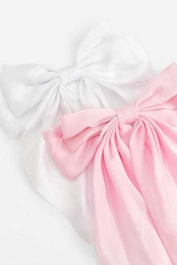 Oversized Satin Bow Hair Clip 2 Pack multi