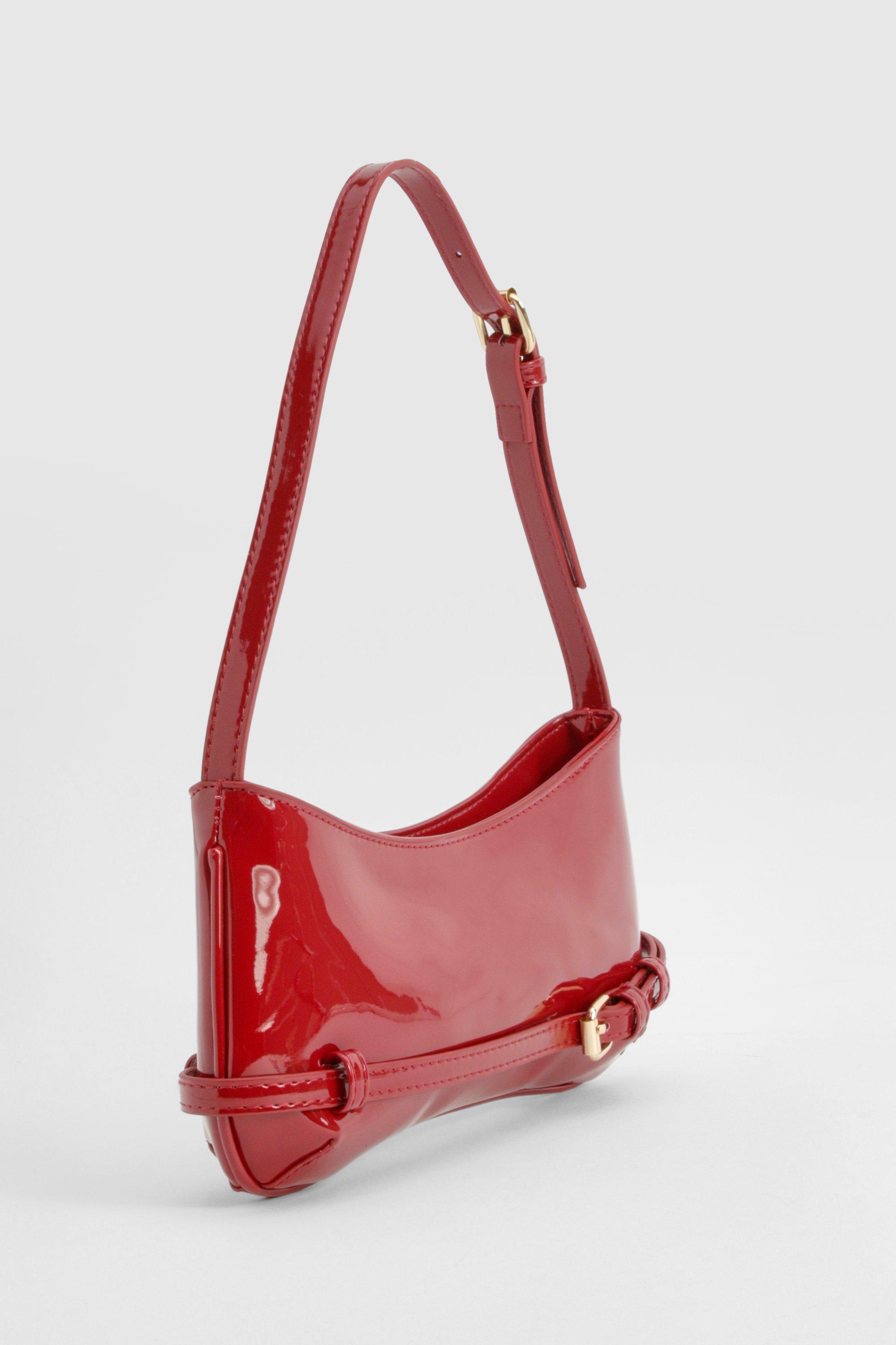 Vinyl Buckle Detail Shoulder Bag