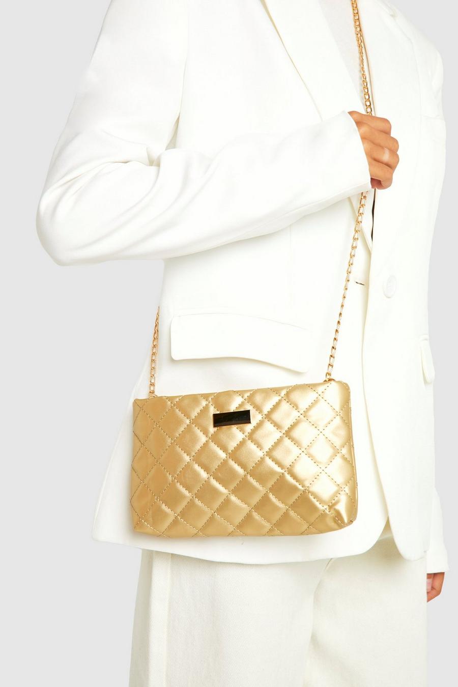 Gold Quilted Basic Cross Body Bag  