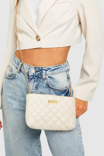 Quilted Basic Cross Body Bag cream