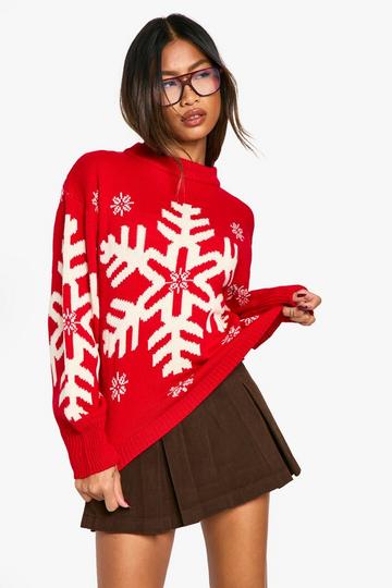 Snowflake Christmas Jumper red