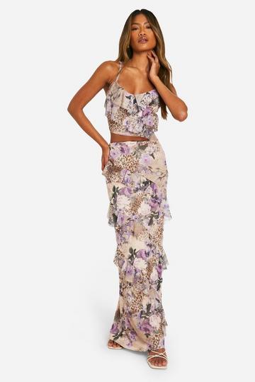 Mesh Luipaardprint Maxi Rok Met Ruches leopard