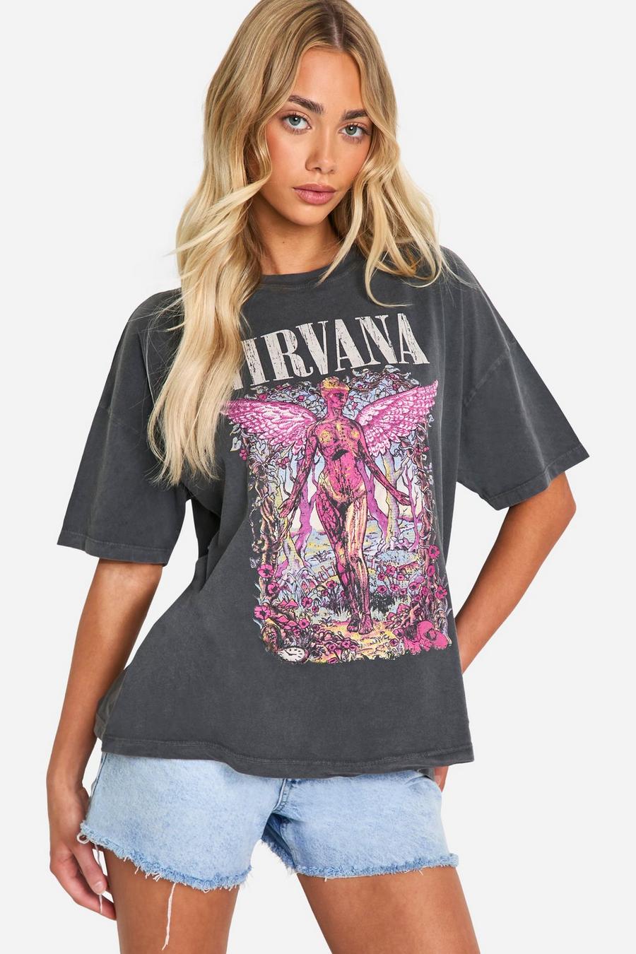 Charcoal Nirvana Graphic Oversized T-shirt 