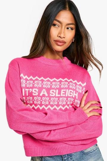 It's A Sleigh Christmas Jumper pink