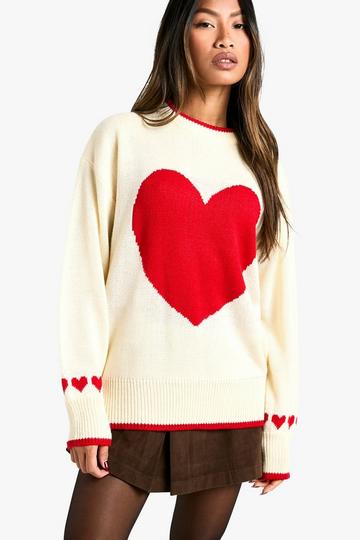 Oversized Heart Christmas Jumper cream