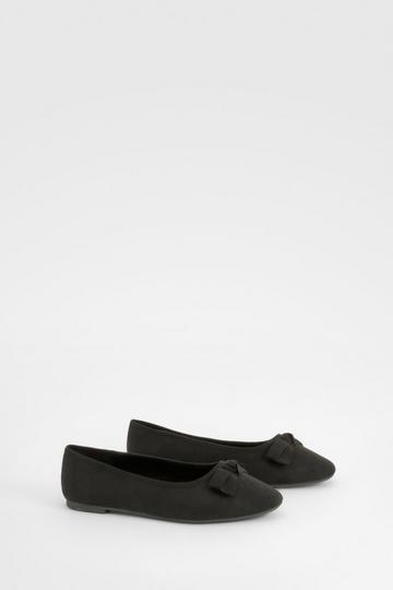 Wide Fit Bow Detail Ballet Flats black