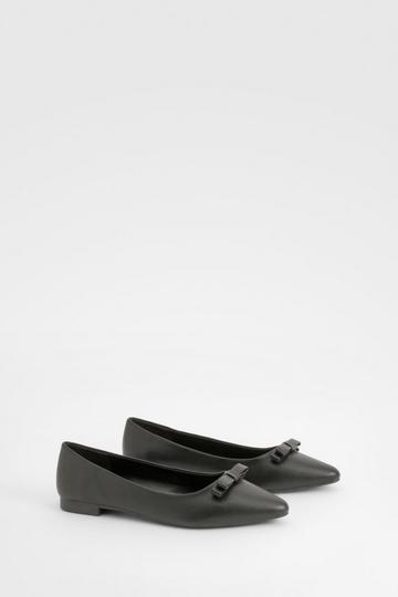 Bow Detail Pointed Flats black