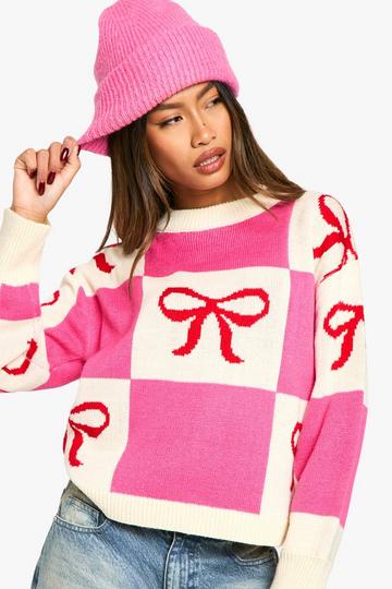 Bow Christmas Jumper pink