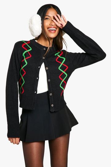 Gebreide Kerst Cardigan Met Knopen black