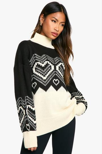 Roll Neck Heart And Farislie Christmas Jumper black