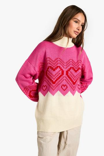 Roll Neck Heart And Farislie Jumper pink