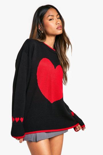 Oversized Heart Christmas Jumper black