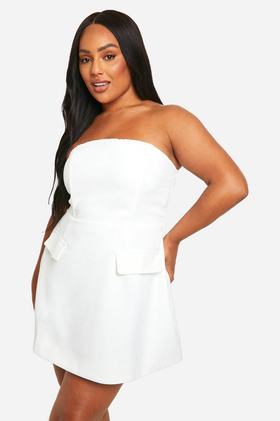 White Plus Structured Bandeau Mini Dress image number 1